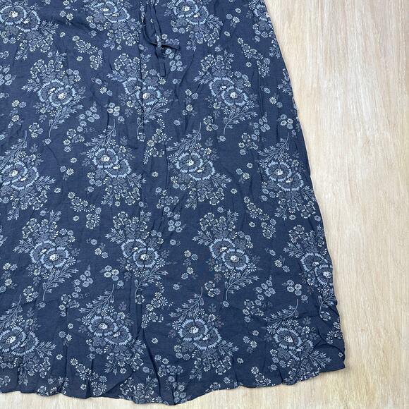 Madewell Indigo Blue Tie Back Button Front Archival Floral Print Midi Dress 8 - Picture 10 of 16